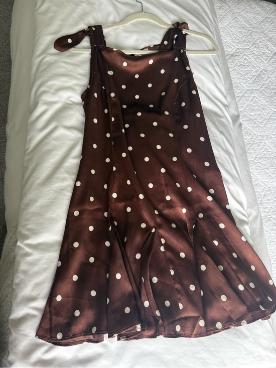 Camila Coelho Dresses & Skirts - Camila Coelho Brown and White Polka Dot Satin Slip Dress